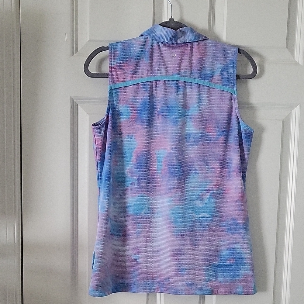EP New York Women’s Medium Sleeveless Tie-Dye Polo – Pastel Blue & Pink - Picture 3 of 10